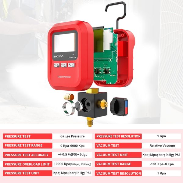 Rogvoc Digital Manifold Gauge Plastic HVAC Tool-5