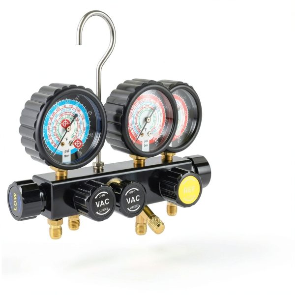 HVAC Gauge Set Lichamp Aluminum Brass 4 Valve-3