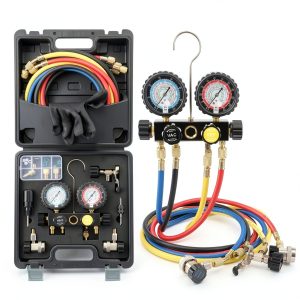 HVAC Gauge Set Lichamp Aluminum Brass 4 Valve-0