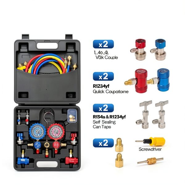 Automotive Manifold Gauge Set VIVOHOME Triple Way-4