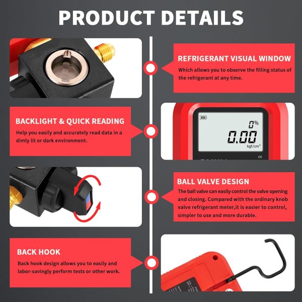 Rogvoc Digital Manifold Gauge Plastic HVAC Tool-3