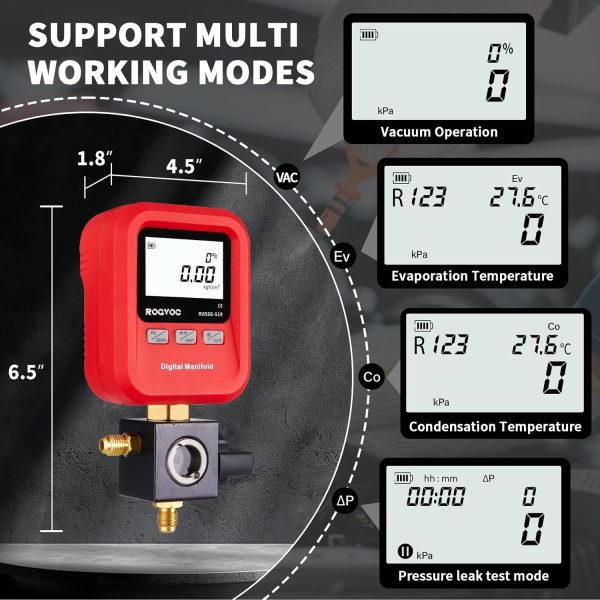 Rogvoc Digital Manifold Gauge Plastic HVAC Tool-4