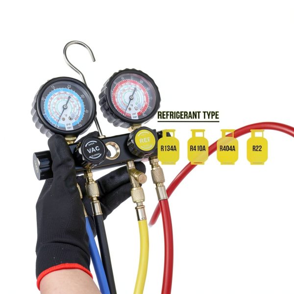 HVAC Gauge Set Lichamp Aluminum Brass 4 Valve-1