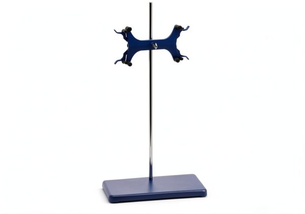 EISCO Double Burette Clamp Support with Rod - Fits Burettes Up to 100ml - Stainless Steel Rod, Alloy Jaws, Built In Boss Head-0