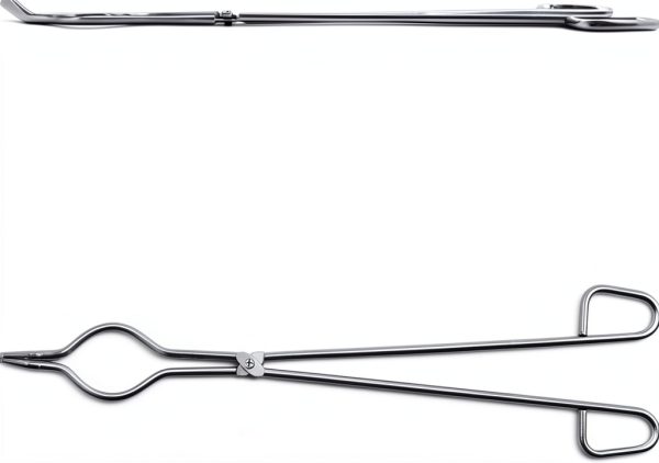 QWORK 18" Stainless Steel Crucible Tongs – Polished Anti‑Skid for Lab-2