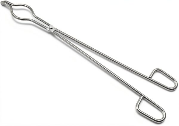 QWORK 18" Stainless Steel Crucible Tongs – Polished Anti‑Skid for Lab-0
