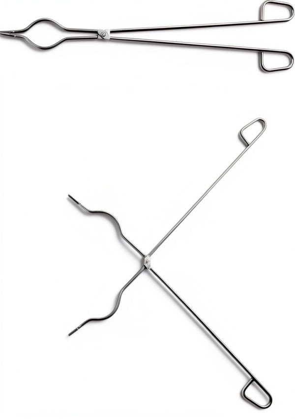 QWORK 18" Stainless Steel Crucible Tongs – Polished Anti‑Skid for Lab-5