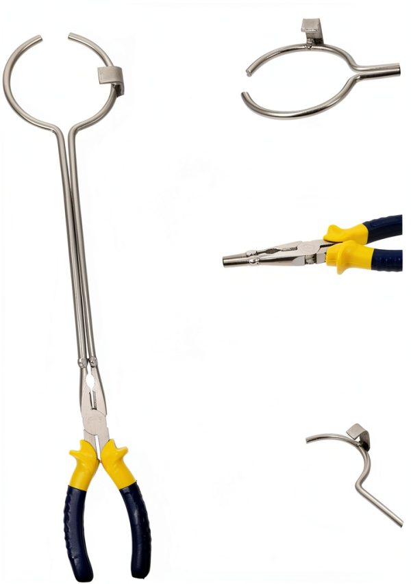 OUNONA 40cm Round Crucible Clamp for Gold Melting Large Finger Tongs-2