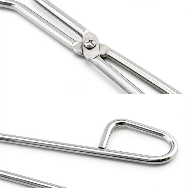 QWORK 18" Stainless Steel Crucible Tongs – Polished Anti‑Skid for Lab-4